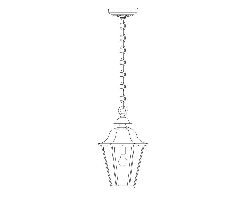 Manor, Large, aluminum, Ceiling Mount, chain, Clear acrylic, (1) 100W INC, 120V